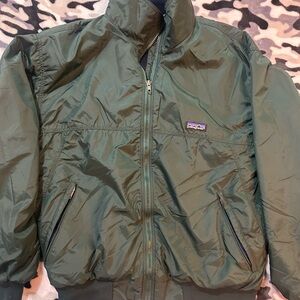 Patagonia Bomber Jacket Vintage 90s M Green Blue Fleece Lined Zip Pockets